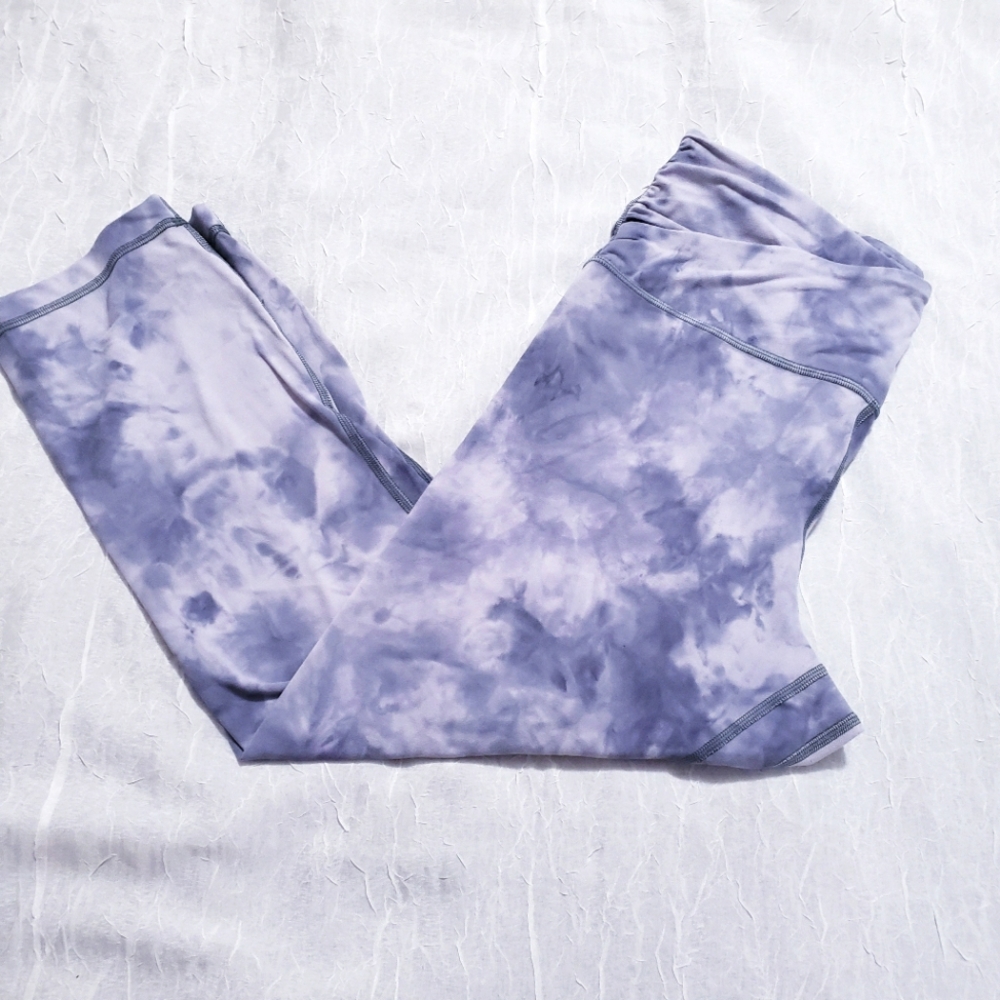 Lululemon Athletica Align Crop Leggings Grey White Tie Dye